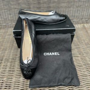 Chanel CC Ballerinas Black Nappa Leather 6M